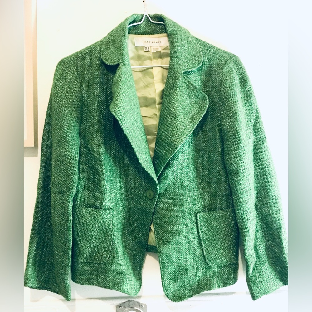 Zara tweed blazer - gorgeous green!